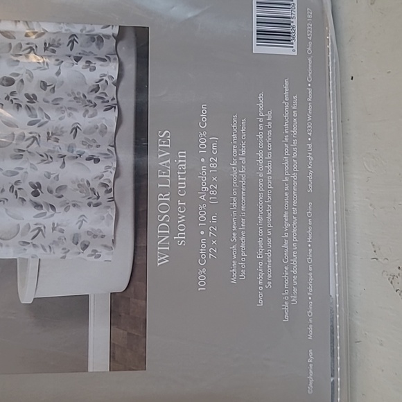 SKL HOME White Shower Curtain with Eucalyptus Leaves - Picture 3 of 3